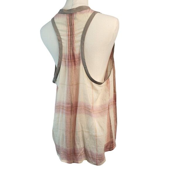 Elizabeth and James X-Small Cotton Sheer Blouse Multi-Color Plaid One Button - Picture 7 of 12